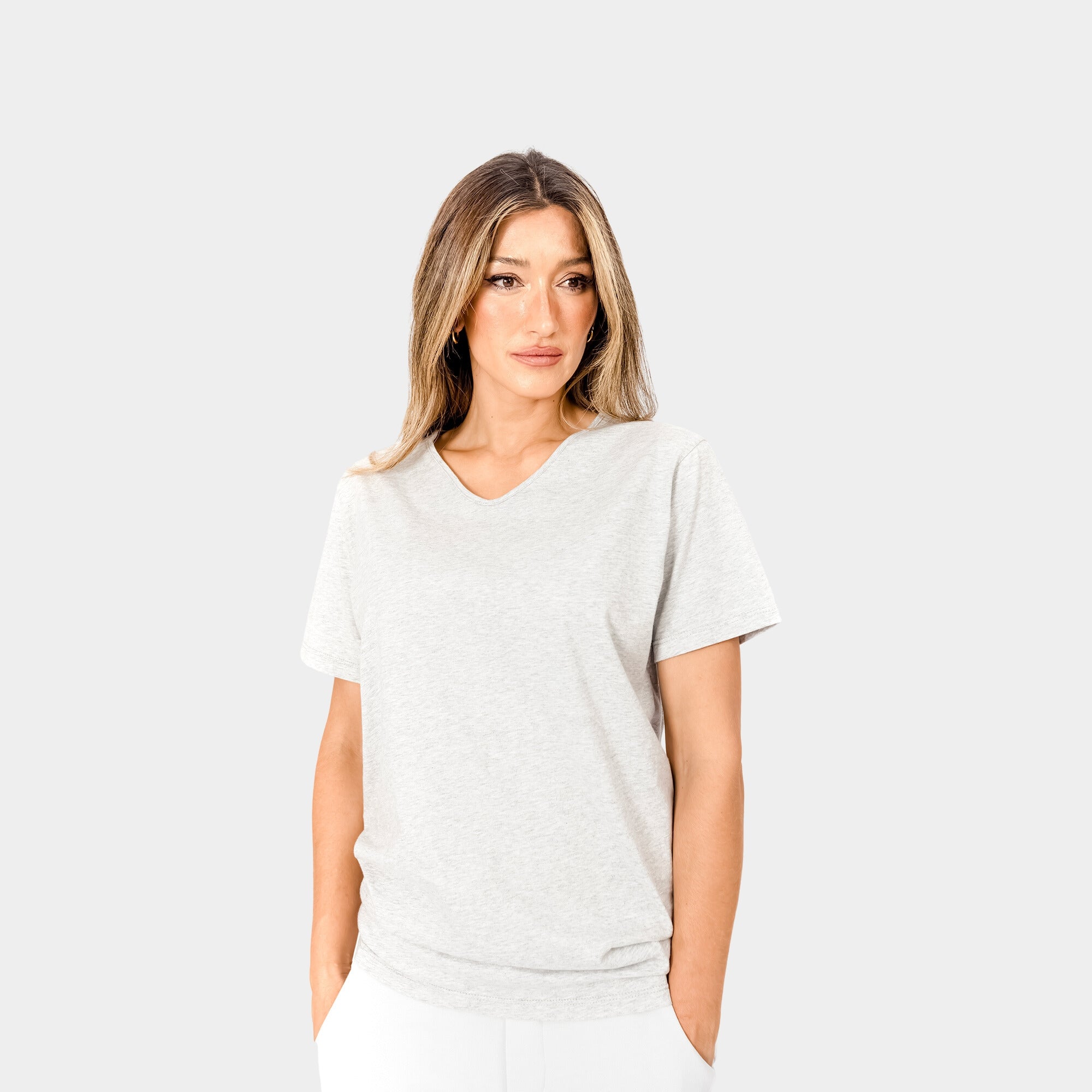 THE V-NECK TEE - Grey -